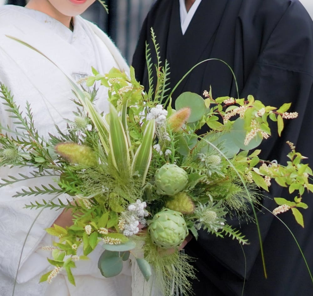 和装フォトウェディング・前撮り酒蔵通りオリジナルブーケ